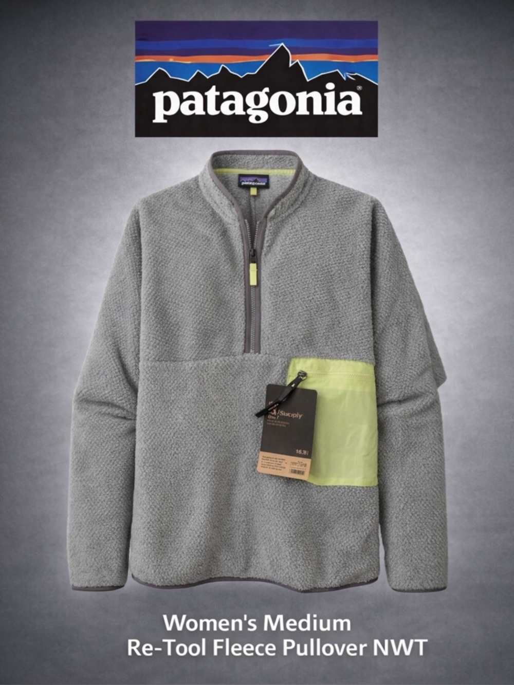Patagonia Re-Tool Fleece 1/2 Zip Womens Medium NWT Gray Pullover Cozy